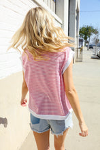 Load image into Gallery viewer, Lock Eyes Pink &amp; Ivory Jacquard Waffle Knit Banded Sleeveless Top
