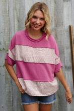 Load image into Gallery viewer, Weekend Ready Fuchsia Floral Wavy Rib Outseam Stitch Pullover
