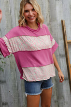 Load image into Gallery viewer, Weekend Ready Fuchsia Floral Wavy Rib Outseam Stitch Pullover
