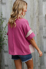Load image into Gallery viewer, Weekend Ready Fuchsia Floral Wavy Rib Outseam Stitch Pullover
