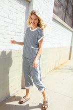 Load image into Gallery viewer, Casual Chic French Terry Black &amp; White Stripe Track Pants

