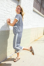 Load image into Gallery viewer, Casual Chic French Terry Black &amp; White Stripe Track Pants
