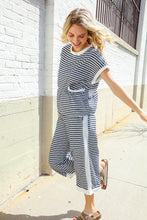 Load image into Gallery viewer, Casual Chic French Terry Black &amp; White Stripe Track Pants
