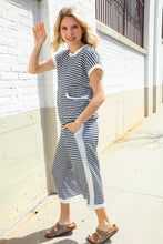 Load image into Gallery viewer, Casual Chic French Terry Black &amp; White Stripe Track Pants
