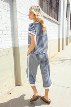 Load image into Gallery viewer, Casual Chic French Terry Black &amp; White Stripe Track Pants
