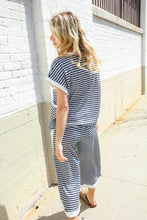 Load image into Gallery viewer, Casual Chic French Terry Black &amp; White Stripe Track Pants
