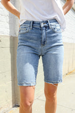 Load image into Gallery viewer, Judy Blue Light Wash Midrise Stitch Hem Denim Shorts
