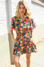 Load image into Gallery viewer, Sunny Days Floral Print Smocked Waist Back Neck Button Romper
