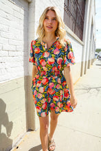 Load image into Gallery viewer, Sunny Days Floral Print Smocked Waist Back Neck Button Romper
