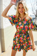 Load image into Gallery viewer, Sunny Days Floral Print Smocked Waist Back Neck Button Romper
