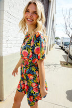Load image into Gallery viewer, Sunny Days Floral Print Smocked Waist Back Neck Button Romper
