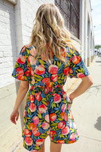 Load image into Gallery viewer, Sunny Days Floral Print Smocked Waist Back Neck Button Romper
