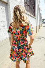 Load image into Gallery viewer, Sunny Days Floral Print Smocked Waist Back Neck Button Romper
