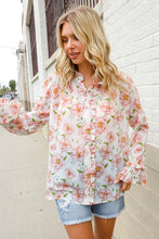 Load image into Gallery viewer, The Feminine Touch Chiffon Button-Down Floral Ruffle Sleeve Blouse
