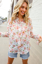 Load image into Gallery viewer, The Feminine Touch Chiffon Button-Down Floral Ruffle Sleeve Blouse
