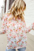 Load image into Gallery viewer, The Feminine Touch Chiffon Button-Down Floral Ruffle Sleeve Blouse
