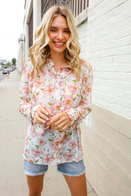 Load image into Gallery viewer, The Feminine Touch Chiffon Button-Down Floral Ruffle Sleeve Blouse
