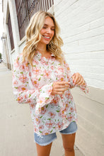 Load image into Gallery viewer, The Feminine Touch Chiffon Button-Down Floral Ruffle Sleeve Blouse
