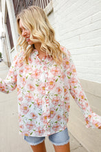 Load image into Gallery viewer, The Feminine Touch Chiffon Button-Down Floral Ruffle Sleeve Blouse
