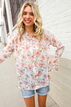 Load image into Gallery viewer, The Feminine Touch Chiffon Button-Down Floral Ruffle Sleeve Blouse
