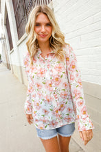 Load image into Gallery viewer, The Feminine Touch Chiffon Button-Down Floral Ruffle Sleeve Blouse
