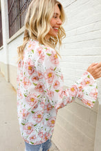 Load image into Gallery viewer, The Feminine Touch Chiffon Button-Down Floral Ruffle Sleeve Blouse

