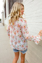 Load image into Gallery viewer, The Feminine Touch Chiffon Button-Down Floral Ruffle Sleeve Blouse
