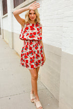 Load image into Gallery viewer, Whimsical in Red Floral Print Sleeveless Smocked Waist Dress
