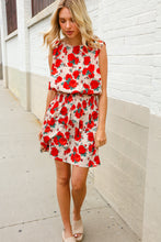Load image into Gallery viewer, Whimsical in Red Floral Print Sleeveless Smocked Waist Dress
