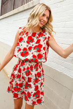Load image into Gallery viewer, Whimsical in Red Floral Print Sleeveless Smocked Waist Dress
