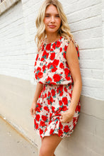 Load image into Gallery viewer, Whimsical in Red Floral Print Sleeveless Smocked Waist Dress
