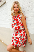 Load image into Gallery viewer, Whimsical in Red Floral Print Sleeveless Smocked Waist Dress
