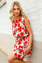 Load image into Gallery viewer, Whimsical in Red Floral Print Sleeveless Smocked Waist Dress
