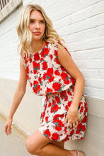 Load image into Gallery viewer, Whimsical in Red Floral Print Sleeveless Smocked Waist Dress
