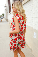 Load image into Gallery viewer, Whimsical in Red Floral Print Sleeveless Smocked Waist Dress
