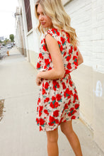 Load image into Gallery viewer, Whimsical in Red Floral Print Sleeveless Smocked Waist Dress
