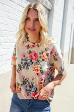 Load image into Gallery viewer, Weekend Ready Taupe Floral Print Short Sleeve Top
