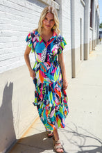 Load image into Gallery viewer, PLUS Feel Your Best Tropical Floral Collar V Neck Midi Dress

