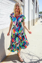 Load image into Gallery viewer, PLUS Feel Your Best Tropical Floral Collar V Neck Midi Dress
