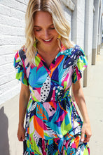Load image into Gallery viewer, PLUS Feel Your Best Tropical Floral Collar V Neck Midi Dress
