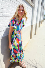 Load image into Gallery viewer, PLUS Feel Your Best Tropical Floral Collar V Neck Midi Dress
