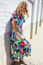 Load image into Gallery viewer, PLUS Feel Your Best Tropical Floral Collar V Neck Midi Dress
