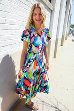 Load image into Gallery viewer, PLUS Feel Your Best Tropical Floral Collar V Neck Midi Dress
