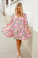 Load image into Gallery viewer, Boho Vibes Cotton Floral Button Down 3/4 Sleeve Tiered Dress
