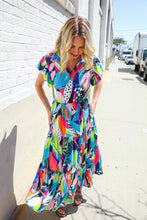 Load image into Gallery viewer, PLUS Feel Your Best Tropical Floral Collar V Neck Midi Dress
