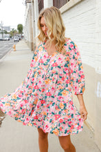 Load image into Gallery viewer, Boho Vibes Cotton Floral Button Down 3/4 Sleeve Tiered Dress
