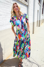 Load image into Gallery viewer, PLUS Feel Your Best Tropical Floral Collar V Neck Midi Dress
