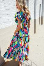 Load image into Gallery viewer, PLUS Feel Your Best Tropical Floral Collar V Neck Midi Dress

