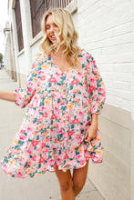 Load image into Gallery viewer, Boho Vibes Cotton Floral Button Down 3/4 Sleeve Tiered Dress
