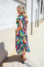 Load image into Gallery viewer, PLUS Feel Your Best Tropical Floral Collar V Neck Midi Dress
